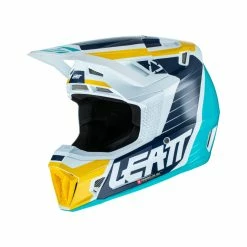 LEATT Casque Avec Lunettes 8.5 V22 Graphic Bleu-blanc-jaune