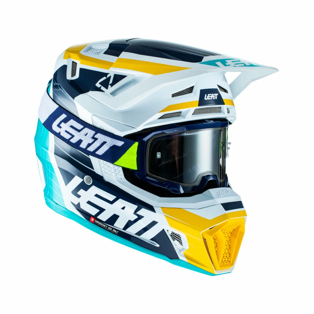 LEATT Casque Avec Lunettes 8.5 V22 Graphic Bleu-blanc-jaune – Image 2